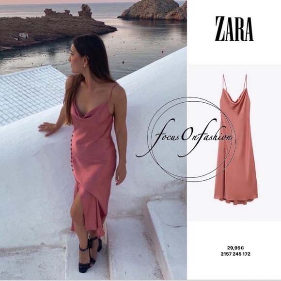 Zara Neutral Barbie Pink Lingerie Style Long Dress Medium BNWT - Picture 2 of 16